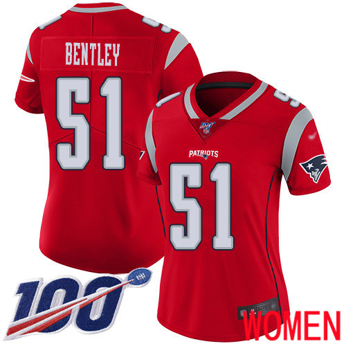 New England Patriots Football #51 100th Season Limited Red Women Ja Whaun Bentley NFL Jersey